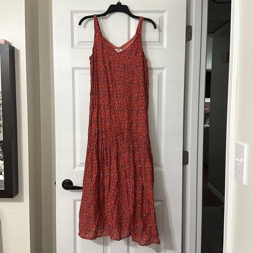 Joie Red Tea Rose Printed Bondi Tiered Cotton Summer Boho Midi Dress - Picture 2 of 6